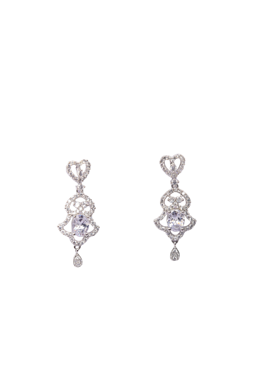 Namokriti Dazzling Heart & Teardrop CZ Drop Earrings – Elegant Statement Jewelry